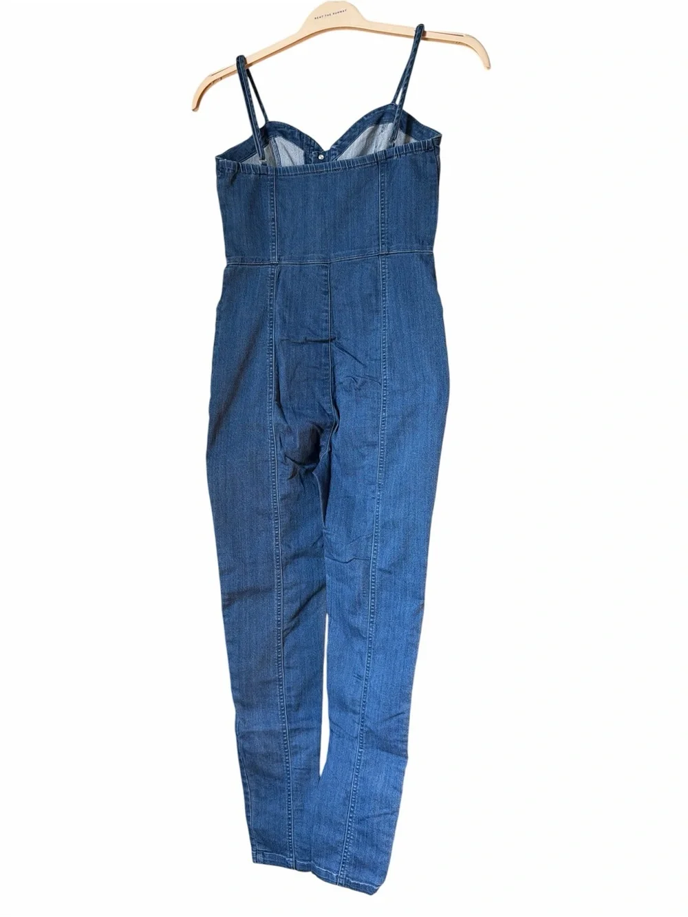 Vintage y2k Denim Button Front Fitted Jumpsuit Spaghetti Strap One Piece Summer